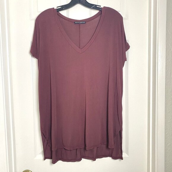 Brandy Melville Maroon Relaxed Oversized V-Neck Top Size OS As Is - Picture 1 of 9